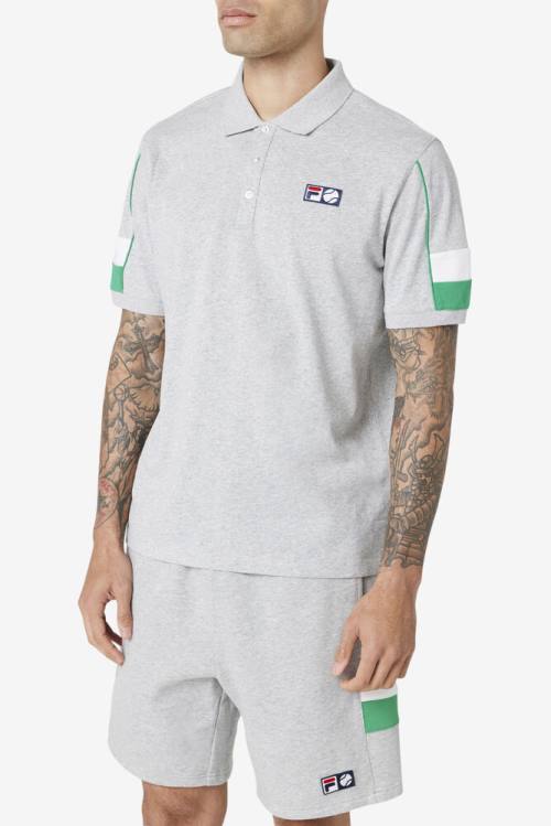 Camisa Polo Fila Coda Hombre Gris Claro Blancas | Fila193WF