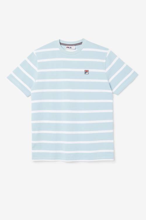 Camiseta Fila Deny Crew Hombre Azules Blancas | Fila385BV