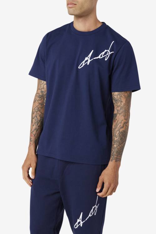 Camiseta Fila Grant Hill Cormac Tee Hombre Azul Marino | Fila594FT