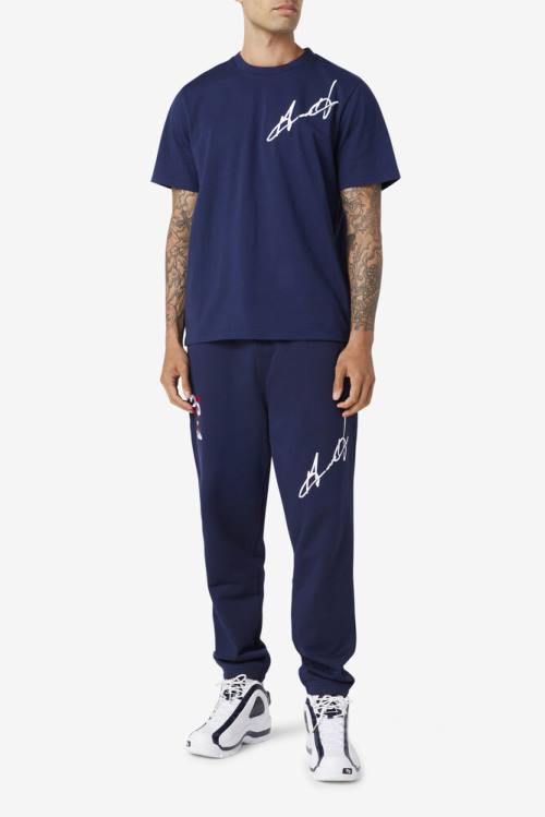 Camiseta Fila Grant Hill Cormac Tee Hombre Azul Marino | Fila594FT