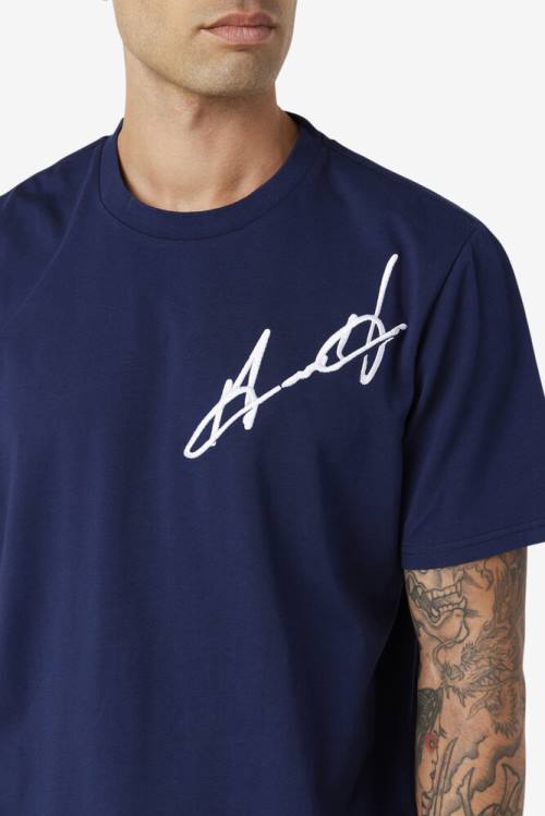 Camiseta Fila Grant Hill Cormac Tee Hombre Azul Marino | Fila594FT