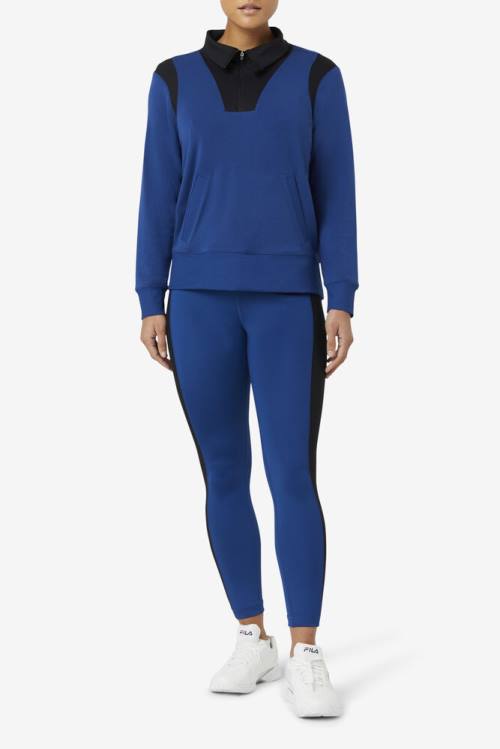 Leggins Fila Forza Texture High Cintura Mujer Azul Marino Negras | Fila028KT
