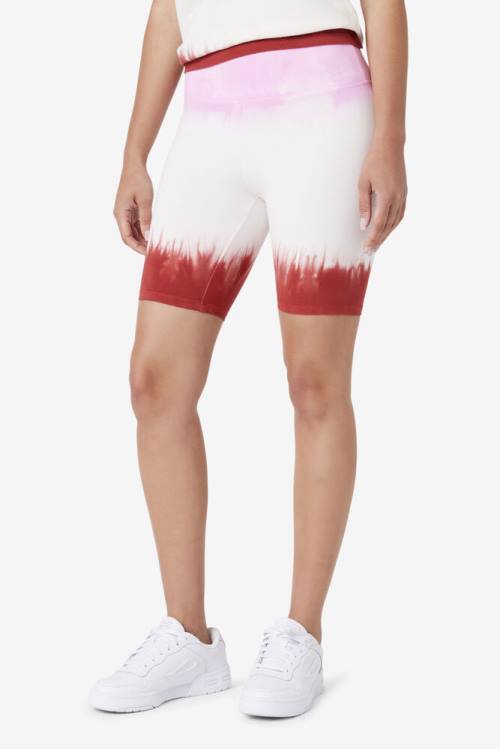 Pantalones Cortos Fila Taima Tie Dye Bike Mujer Blancas Rojas | Fila031NC