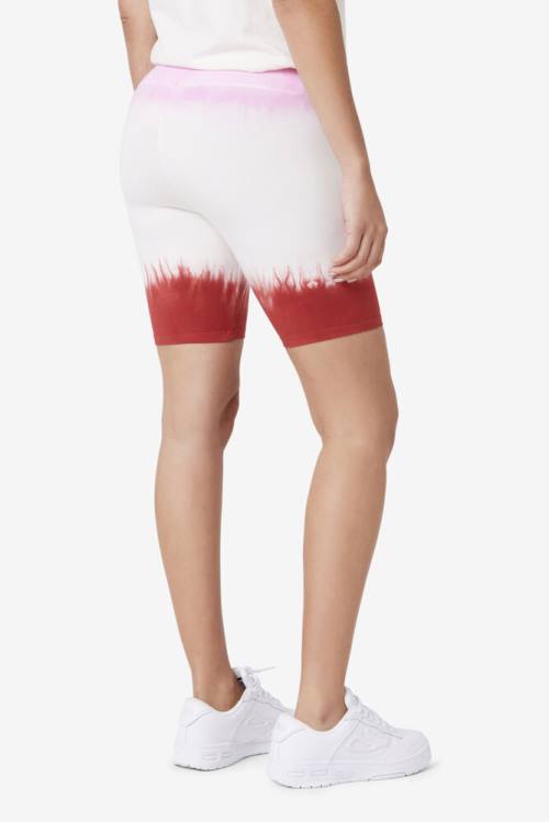 Pantalones Cortos Fila Taima Tie Dye Bike Mujer Blancas Rojas | Fila031NC