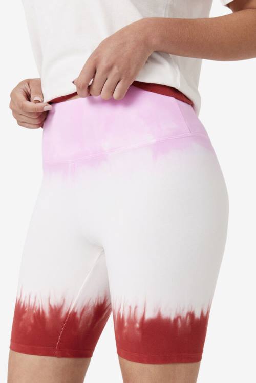 Pantalones Cortos Fila Taima Tie Dye Bike Mujer Blancas Rojas | Fila031NC