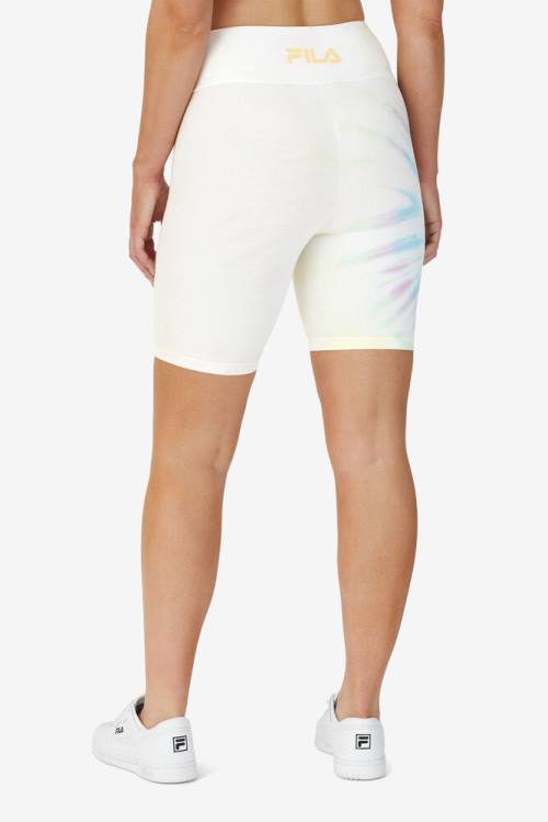 Pantalones Cortos Fila Taima Tie Dye Bike Mujer Creme | Fila735XP