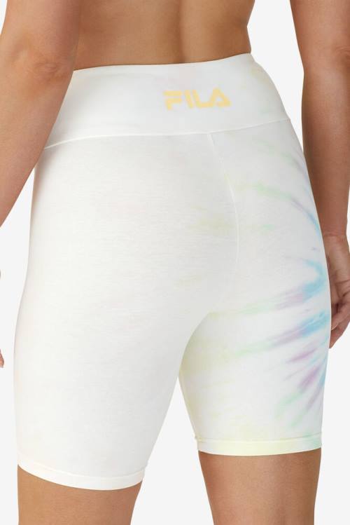 Pantalones Cortos Fila Taima Tie Dye Bike Mujer Creme | Fila735XP