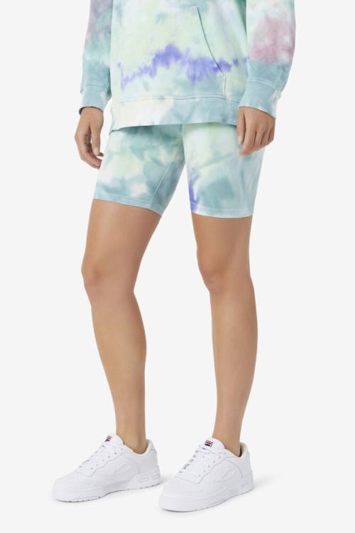 Pantalones Cortos Fila Taima Tie Dye Bike Mujer Azules | Fila801FX