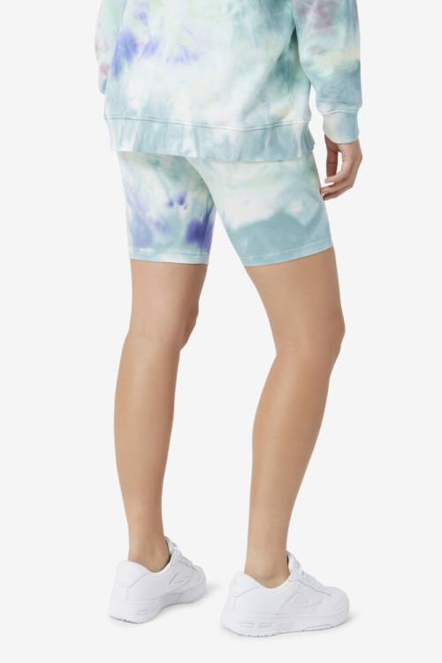 Pantalones Cortos Fila Taima Tie Dye Bike Mujer Azules | Fila801FX
