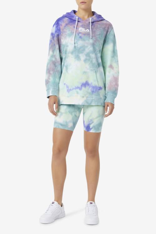 Pantalones Cortos Fila Taima Tie Dye Bike Mujer Azules | Fila801FX