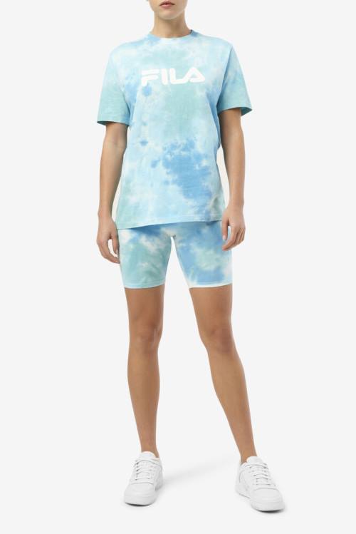 Pantalones Cortos Fila Taima Tie Dye Bike Mujer Blancas | Fila890ES