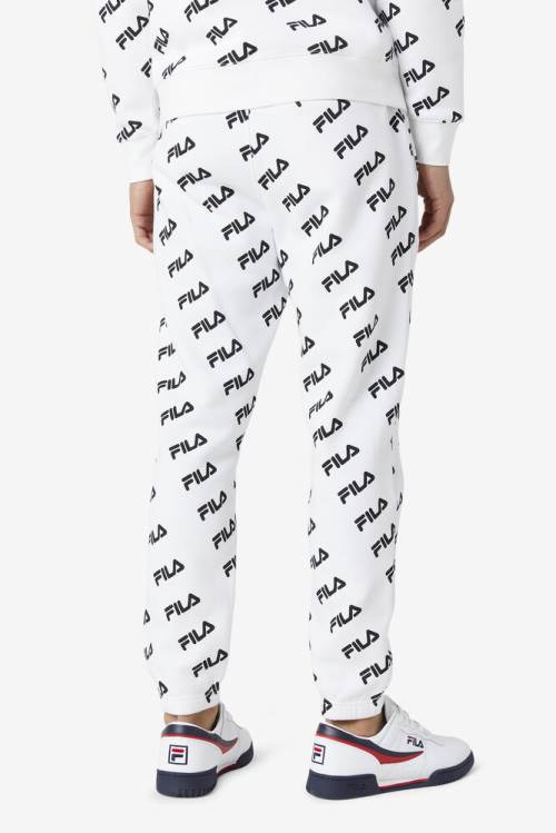 Pantalones Fila Diagonal Logo Jogger Hombre Blancas Negras | Fila075TF