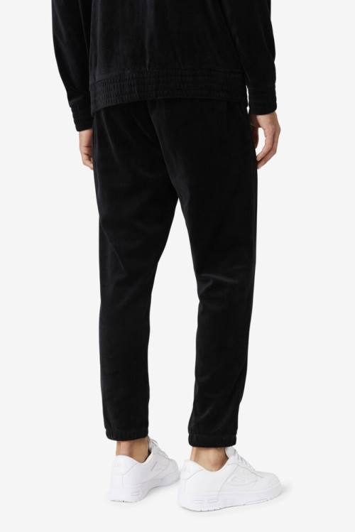 Pantalones Fila Mansur Velour Hombre Negras Blancas | Fila846IE