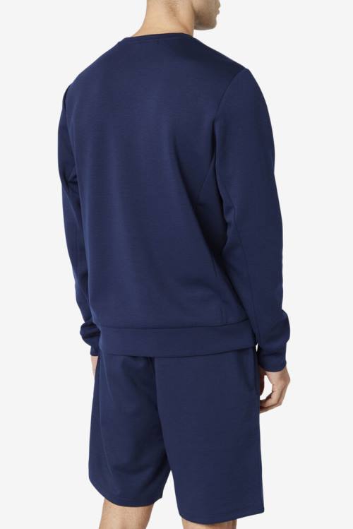 Sudaderas Fila Emry Crew Hombre Azul Marino Negras | Fila780SI